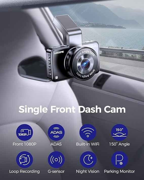 Load image into Gallery viewer, AZDOME M17 WiFi Dash Cam, FHD 1080P Car Driving Recorder, 3&quot; Screen Dashboard Camera 150° Wide Angle, Smart Dash Camera with Driving Assistant ADAS, G-Sensor Loop Recording Night Vision Parking Mode
