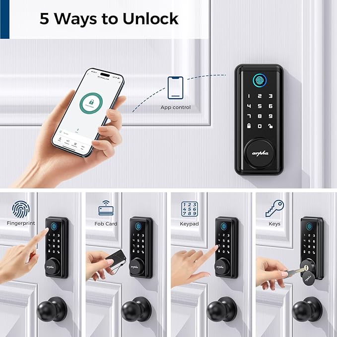 Load image into Gallery viewer, Arpha D601K Electronic Keypad Deadbolt Lock with Handle Set 6-in-1 Fingerprint Door Lock
