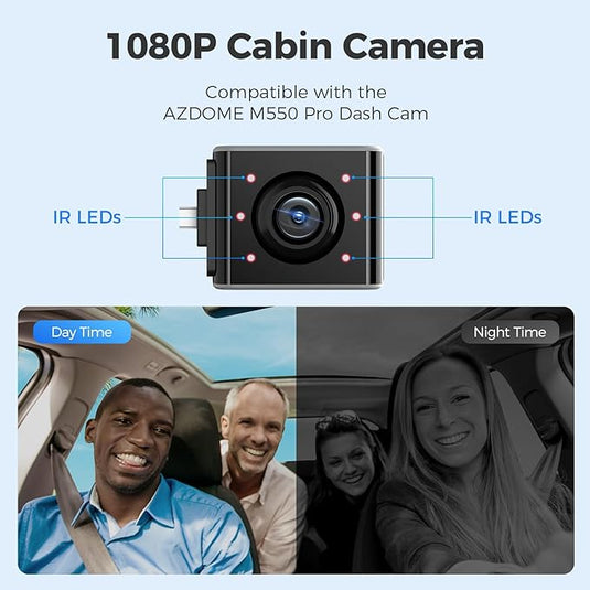 AZDOME 1080P Interior Cam Type-C Interface Cabin Camera for AZDOME M550 Pro-2CH/3CH Dash Cam