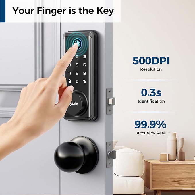 Load image into Gallery viewer, Arpha D601K Electronic Keypad Deadbolt Lock with Handle Set 6-in-1 Fingerprint Door Lock
