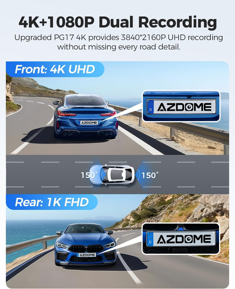 Load image into Gallery viewer, AZDOME PG17 2CH Mirror Dash Cam 4K with 12&quot; Touch Screen 24H Parking Mode
