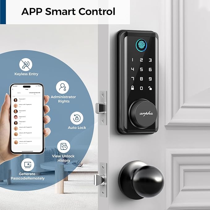 Load image into Gallery viewer, Arpha D601K Electronic Keypad Deadbolt Lock with Handle Set 6-in-1 Fingerprint Door Lock
