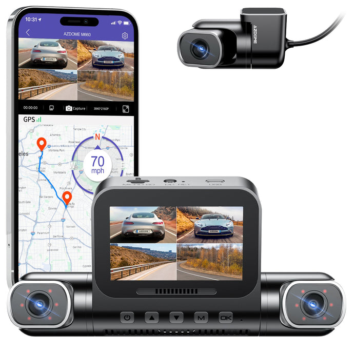 AZDOME M660 4CH Dash Cam 2K with Smart Voice Control 128GB eMMC 24H Parking Mode