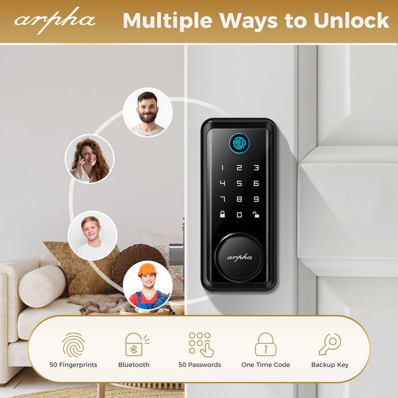 Load image into Gallery viewer, Arpha D601 Electronic Keypad Deadbolt Lock with Fingerprint Unlock APP Control
