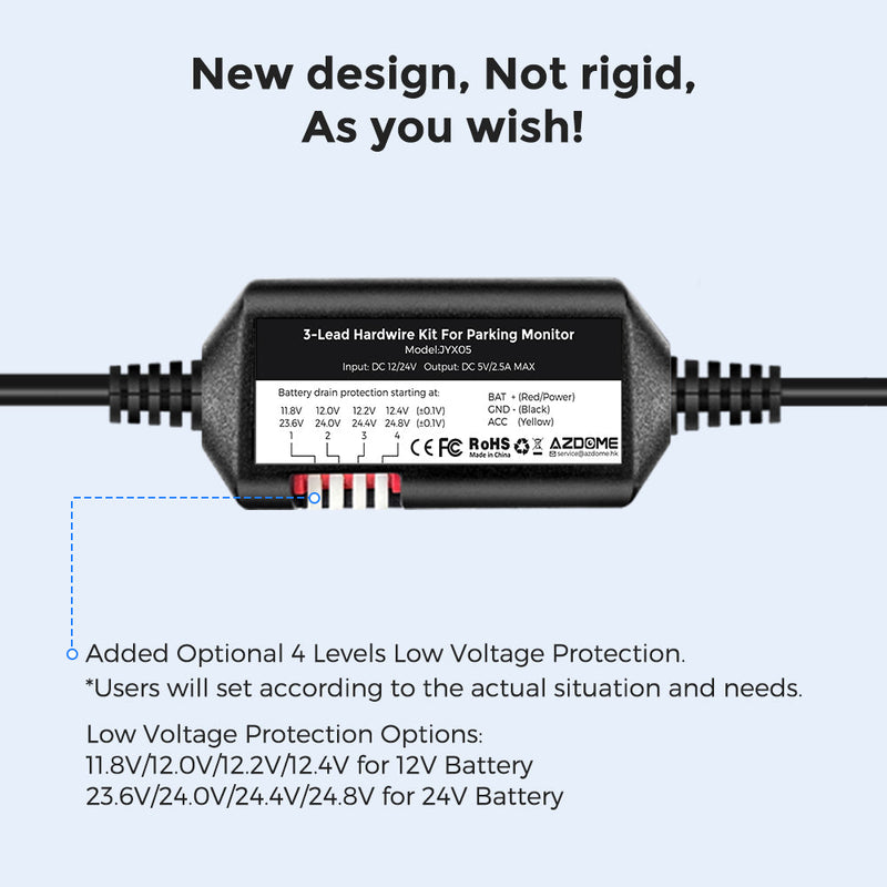 Load image into Gallery viewer, AZDOME JYX05 3-Lead Acc Hardwire Kit Type-C Port, 12ft with Fuse Kit
