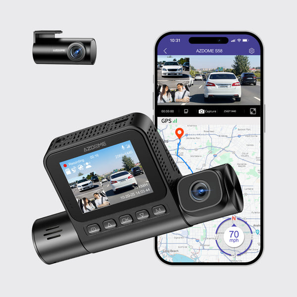 AZDOME S58 4G 3-Channel Dash Cam, supports 4G connectivity, built-in WiFi6, supports gravity sensor, WDR, and supports expansion with up to 512GB memory card