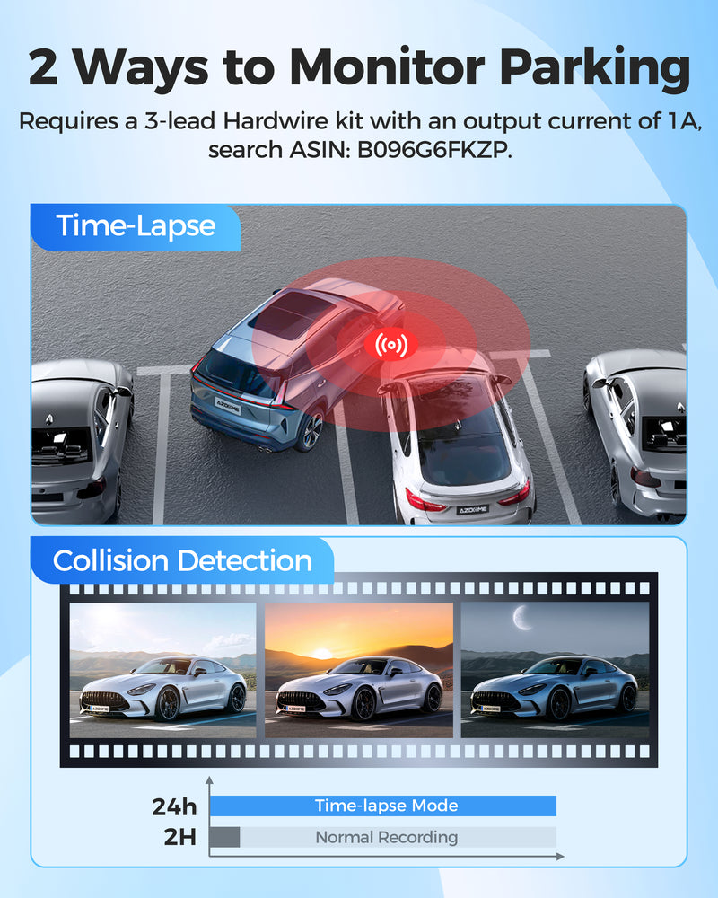 Load image into Gallery viewer, AZDOME M200 WiFi 1080P FHD Dash Camera for Cars, 150° Wide Angle Dash Cam Front, 24H Parking Mode Car Camera with APP G-Sensor Loop Recording Night Vision, Support 128GB Max, Easy to Install
