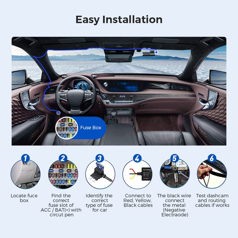 Load image into Gallery viewer, AZDOME JYX04 3-Lead Acc Hardwire Kit Micro-USB Port for M300S Dash Cam, 12ft with Fuse Kit
