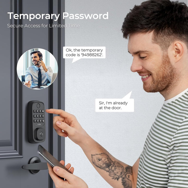 WiFi Door Lock with 2 Handle Set, Fingerprint Keyless Entry Door Lock, Built-in Wi-Fi, App Remote Control, Smart Keypad Deadbolt, Safety Lock for Front Door, Support Alexa, Easy Installation
