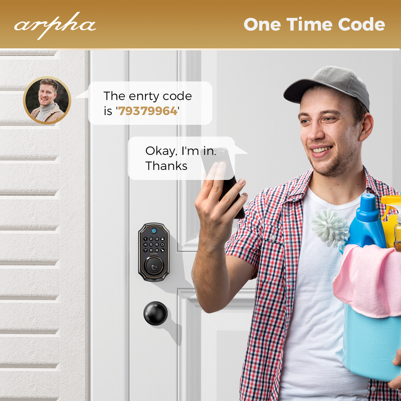 Load image into Gallery viewer, Arpha D280K Keyless Entry Door Lock Deadbolt with Handle Set - Arpha 100 Code Smart Fingerprint Door Lock with App Control, Anti-Peeping Password Auto Lock, One Time Code, Zinc Alloy Black
