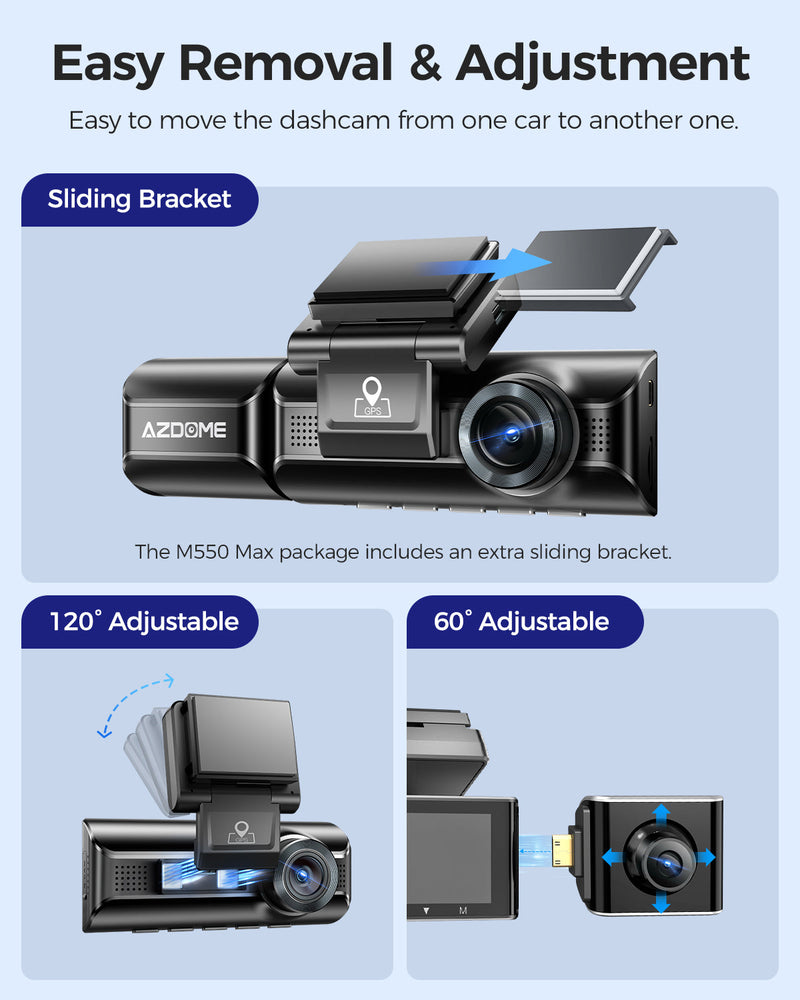 Load image into Gallery viewer, AZDOME M550 Max 3CH Dash Cam 4K with 3.19&quot; Screen WDR Night Vision 24H Parking Mode
