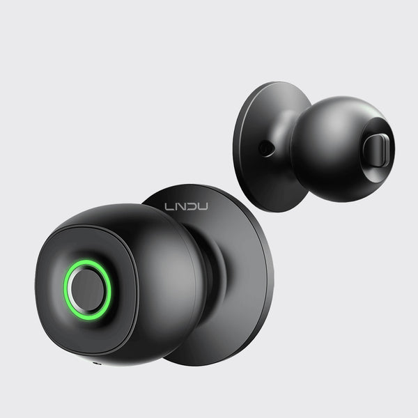 LNDU D500 Smart Fingerprint Door Knob with APP Control, Biometric Keyless Entrance Door Lock with 3 Modes (Privacy/Passage/Auto-Lock), 3 AAA Batteries Powered, 100 Fingerprints, Type-C Emergency Power for Unlocking, for Bedroom, Office, Home
