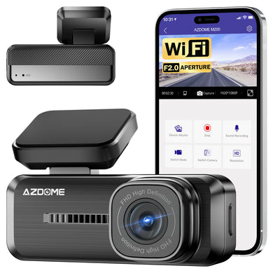 AZDOME M200 WiFi 1080P FHD Dash Camera for Cars, 150° Wide Angle Dash Cam Front, 24H Parking Mode Car Camera with APP G-Sensor Loop Recording Night Vision, Support 128GB Max, Easy to Install