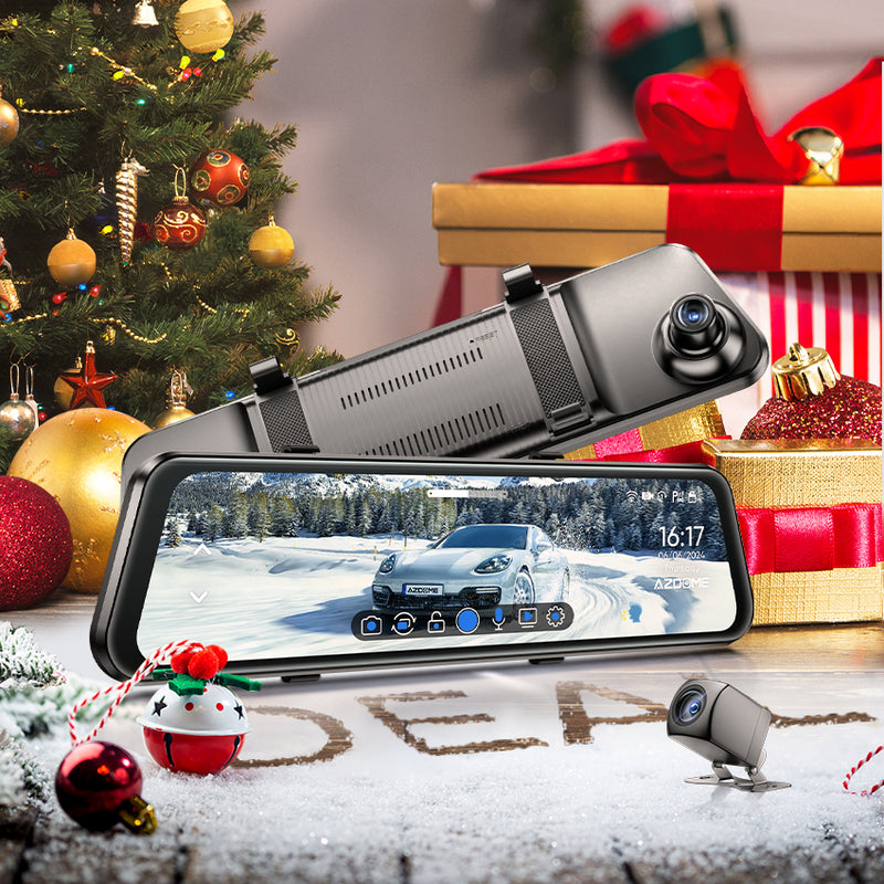 Load image into Gallery viewer, AZDOME PG17 4K 12&quot; Mirror Dash Cam Front and Rear, WiFi Rear View Mirror Camera with 64GB Card, Waterproof 1080P Rear Camera, GPS, Voice Control, WDR Night Vision, Driving Assistant
