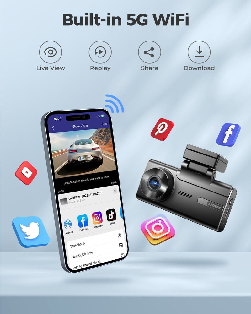 Load image into Gallery viewer, AZDOME M580-3CH 5K 5GHz WiFi 3 Channel Dash Cam, 4 Inch Touchscreen Dash Cam, Free 64GB Card 4K+1080P GPS WDR Night Vision 24H 4 Modes Parking Monitor, Max up Support to 256GB
